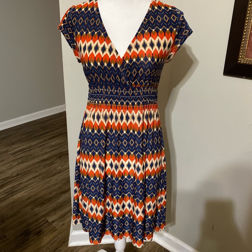 Boutique orange, navy & white dress